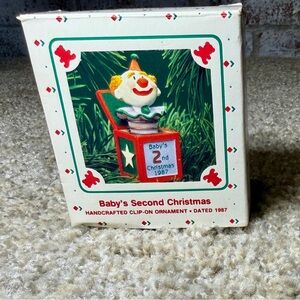 Hallmark Keepsake 1987 Baby's Second Christmas Jack In The Box Clip On Ornament